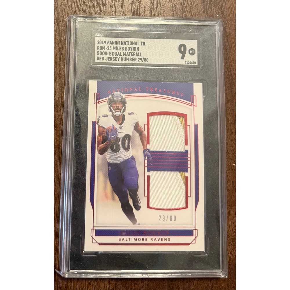 2019 Panini National Treasures Miles Boykin Rookie Dual Patch /80 SGC 9 Mint
